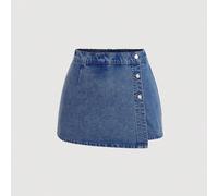 Jupe-short en jean délavé casual grande taille, style été, festival rave, Pâques, vieux argent, concert country, thé 0XL,1XL,2XL,3XL,4XLUnicoloreJean