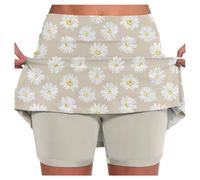 Jupe Short Femme De Bain Jupes Et Jupes-Shorts Fille Mi Longue Tennis avec Poches Jupe Yoga Taille Haute Élastique Chic Maillot Robe Intégrée Fitness Tendance 2025 Velours Fitness Beige L