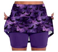 Jupe Short Femme Imprimé Halloween Avec Short IntéGré Taille Haute Rétro | Jupe de Sport Grande Taille pour Yoga Tennis et Course à Pied Randonnée Cyclism Quotidien et Saisons Printemps-été