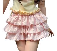 Jupe Short Femme Volants, Bouffantes Court Femme Taille Élastique Chic Et Elegant Couleur Unie Bloomer Pants Confortable Slim Fit Lolita Pumpkin Bermuda Quotidien Outdoor Loisir Streetwear