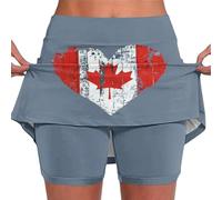 Jupe sportive pour femme avec poches latérales, slip intégré. Jupe d'été décontractée avec drapeau du Canada pour un usage quotidien, gris, 4XL