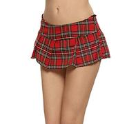 Jupe tartan tendance pour femme - Mini jupe plissée taille basse - Mini jupe plissée à micro carreaux - Mini jupe de fête ultra mini, Rouge, 52