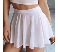 Jupe transparente en polyester plissé pour femme mini | Tissu polyester transparent, texture plissée, ligne A, pour une longueur mini