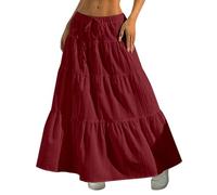 Jupe trapèze Ample à Taille élastique et Ceinture à Nouer pour femme15#M