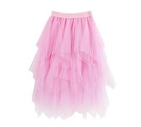 Jupe trapèze élégante, mi-longue, taille haute, fluide, en mousseline de soie pour une ligne A, polyvalente, idéale pour le quotidien, les fêtes et les cocktails., Rose, S