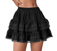 Jupe trapèze en dentelle pour femme - Jupe de ballet - Rose - Costume de carnaval - Jupe longue en tulle - Bleu, Noir , XL