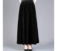 Jupe trapèze en velours pour femme - Taille haute - Longue - Couleur unie - Style décontracté - Coupe ajustée - Polyester - Options de taille pour l'hiver ou toutes les saisons (M Noir)