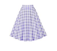Jupe trapèze Rose Taille Haute pour l'été, imprimé à Carreaux, Ligne A, Pinup rétro Vintage Rockabilly, -7-XL