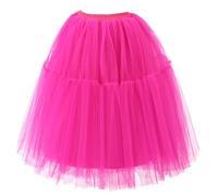 Jupe Tulle Femme - Costume Carnaval ; Tutu Femme, Déguisement Carnaval Robe Princesse, Robe Médiévale Unique Jupes Chic Vintage - Music Festival Costume Rose Vif Taille Unique