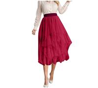 Jupe Tulle Femme - Demi-Jupe féminine en Maille texturée Conception asymétrique Taille Haute Coupe mi-Longue Flatteuse Design Polyvalent Parfait pour Occasions décontractées et Sorties élégantes