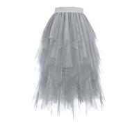 Jupe Tulle Femme Mi Longue Tutu Rose Adulte Deguisement Annee 80 Basique Irrégulière Plissée Jupes Paillette Costume de Carnaval Robe de Fête Jupe de Danse Bulle Jupette Rockabilly Femmes Vêtements