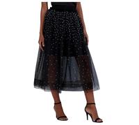 Jupe Tulle Femme - Robe de soirée féminine en Maille ajourée mi Longue avec incrustations de étincelants pour événements élégants et Occasions spéciales festives