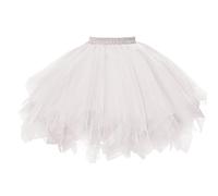 Jupe tutu courte, en tulle, pour femme, pour carnaval, fête, costume d'Halloween, Blanc., XS