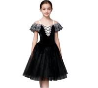 Jupe tutu de ballet et justaucorps pour fille Tenue de compétition de danse | Modèle long - Justaucorps de danse, costume de ballerine, fée cygne, tenue de patinage ou de danse de salon