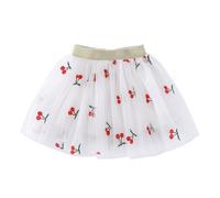 Jupe tutu en tulle brodé avec cœur cerise ananas pour fille de 1 à 10 ans, Blanc., 3-4 ans