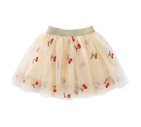 Jupe tutu en tulle brodé avec cœur cerise ananas pour fille de 1 à 10 ans, jaune, 6-8 ans