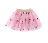 Jupe tutu en tulle brodé avec cœur cerise ananas pour fille de 1 à 10 ans, Rose, 6-8 ans