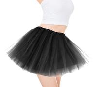 Jupe Tutu en Tulle, Tulle Jupe Tutu 4 Couches Doublée d'une Ballet Moelleux Parfait Fêtes Costumées pour Halloween Marathon Course (FR/ES, Alpha/Lettres, M, Taille Normale, Taille Normale, Noir)