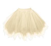 Jupe Tutu Femme 3 Couches Tulle Ballerine Rétro Années 50/80 pour Fête Halloween Carnaval Costume Vintage Bouffant Danse Classique Crinoline Jaune