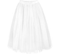 Jupe tutu longue en tulle pour fille - Jupe midi évasée et bouffante avec taille élastique - Jolie robe de fête pour enfants - Vêtement léger pour les occasions spéciales, Blanc., 11-12 ans