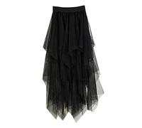 Jupe Tutu Longue et Plissée pour Femme Irrégulière Rétro des Années 80 - Tutu de Sorcière Élégant pour Déguisement Halloween, Party Rock, Festival et Célébration - Taille Élastique