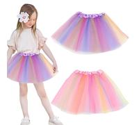 Jupe Tutu pour Femme, 2 Pièces Gonna Classica Tutu in Tulle a 3 Strati Elastico Jupes Tulle Courtes Costume Enfant, pour Halloween Rock Party Festival Celebration