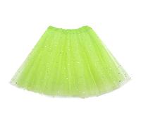 Jupe tutu pour femmes pour adultes danse duveteuse triple étoile paillettes maille élégante ballet spectacle scène fête tenue de soirée garde-robe festive, f, 果绿:成人3层6片