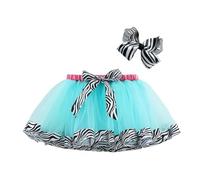 Jupe tutu pour fille avec nœud rayé noir et blanc, bleu ciel, 6-8 ans