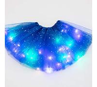 Jupe tutu lumineuse à DEL pour filles, jupe tutu en tulle lumineuse, jupe de princesse à LED, costume de danse de ballet pour fête de Noël, bleu, taille unique