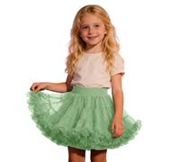 Jupe tutu pour fille - Volants en tulle - Taille élastique - Mini jupe de princesse - Multicouche - Cosplay - Nuages arc-en-ciel - Lolita - Jupon pour fête et danse, O vert clair, S