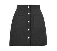 Jupe Velours Côtelé Femme Taille Haute Boutonnée Coupe A Mini | Texture côtelée douce, poches pratiques, fermeture pression et coupe A flatteuse pour les tenues casual d'automne