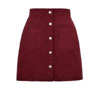Jupe Velours Côtelé Femme Taille Haute Boutonnée Coupe A Mini | Texture côtelée douce, poches pratiques, fermeture pression et coupe A flatteuse pour les tenues casual d'automne