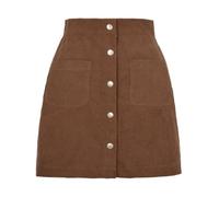Jupe Velours Côtelé Femme Taille Haute Boutonnée Coupe A Mini | Texture côtelée douce, poches pratiques, fermeture pression et coupe A flatteuse pour les tenues casual d'automne