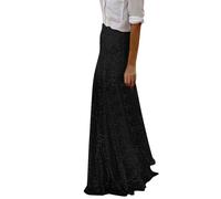 Jupe Vert Taille Élastique Paillettes Dorées Rock Élégant Coupe Ajustée Vacances Longue Jupe Femme Longue Maxi Enfants, Noir , S