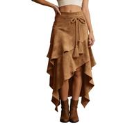 Jupe Western Femme Suédine Lacets Franges