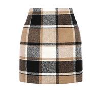 Jupes à carreaux marron | Mini jupe tartan taille 42 jupe à carreaux sexy jupe crayon taille haute jupe portefeuille vintage jupe d'hiver coupe ajustée jupe courte élégante jupe rétro décontractée,