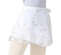 Jupes de danse ballet for femmes, jupes courtes brodées fleurs, jupe à lacets, performance for grandes filles adultes Pour adulte(White)