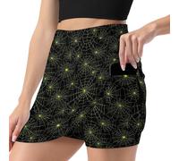Jupes de golf pour femmes avec short, toile d'araignée verte, jupe athlétique pour femmes avec poches, multicolore, Taille S