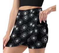 Jupes de golf pour femmes avec shorts - Jupe-short athlétique pour femmes avec poches à motif toile d'araignée foncé, multicolore, Taille XL