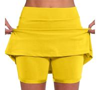 Jupes de golf pour femmes - Short de grande taille pour femmes - Jupe-short avec poches - Jupe gainante pour yoga, course à pied, tennis (jaune, taille S)