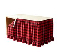 Jupes de table à volants de 1,8 m, vichy à installation rapide, housse | Jupe de bureau pour enseignant de salle de classe pour mariage, réception, fête, dessert, bar, banquet, événement