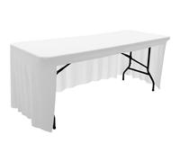 Jupes de Table Élastiques Simples, Housse Table Elastique en Polyester à Dos Ouvert, Disponible en une Variété de Couleurs pour Salons Professionnels, Banquets(White,183x76x76cm/72x29.9x29.9in)