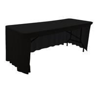 Jupes de Table Élastiques Simples, Housse Table Elastique en Polyester à Dos Ouvert, Disponible en une Variété de Couleurs pour Salons Professionnels, Banquets(Black,183x76x76cm/72x29.9x29.9in)