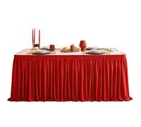Jupes De Table en Tissu | Jupes De Table Rouges Noël 1.8/2.7 M | Décoration Fête Décoration Maison Tissu,pour Anniversaire Mariage Banquet Réunion Révélation Genre Fêtes