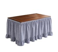 Jupes de table en tissu vichy à installation rapide lavable 1,8 m | Jupe de table de salle de classe pour mariage, réception, fête, dessert, bar, banquet, événement, remise de diplôme