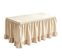 Jupes de table en tissu vichy à volants 1,8 m | Jupe de table de salle de classe pour mariage, réception, fête, dessert, bar, banquet, événement, remise de diplôme