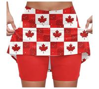 Jupes de tennis pour femme Jour du Canada 2025 - Motif feuille d'érable - Jupe de sport plissée - Ligne A - Taille haute - 1er juillet, Brique rouge., XL