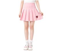 Jupes d'école Plissée Fille Été Taille Haute Short Intégré Ceinture Élastique Coton Scolaire Doux Respirant Léger Décontracté Quotidien Regular Fit Jupe Courte de Tennis Pour Enfant Âgées 3-12 Ans
