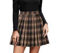 Jupes d'été plissées pour femme, mini jupe trapèze, taille haute, couvre-lit, marron, XXL
