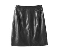 Jupes en cuir pour femme fendue sur le devant sexy Saias Mujer Jupe mi-longue avec poche, Noir , XXL